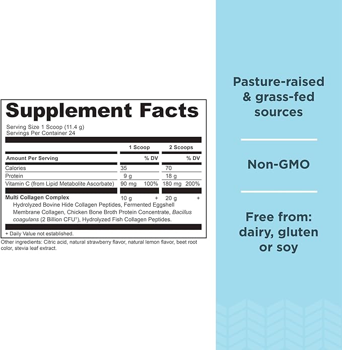 Ancient Nutrition Organic Supergreens Powder Greens Flavor 25 Servings + Multi Collagen Protein Powder Strawberry Lemonade 24 Servings