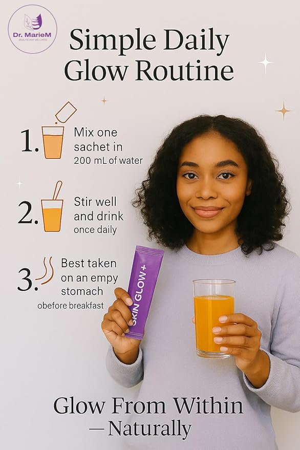 Skin Glow+ Brightening Powder - Supplement – 1000mg L-Glutathione + 500mg Vitamin C with 200mg Alpha Arbutin – Reduces Dark Spots Evens Skin Tone – Orange Flavor – 15g/stick