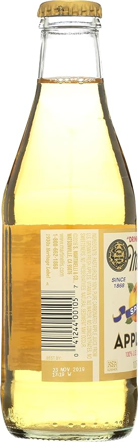 Martinelli's Sparkling Apple Juice Alcohol Free 10 Fluid Ounces (Pack Of 12)