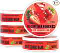LyvWel 72mg Caffeine Energy Pouches – Red Gummy Bear – Sweet Candy Flavor with Smooth Guarana Energy – 5-Pack (80 Total Pouches)