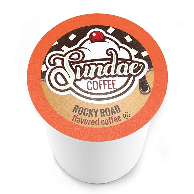 Sundae Ice Cream Flavored Coffee Pods Compatible with 2.0 Keurig K-Cup Brewer (Rocky Road) 48 Count