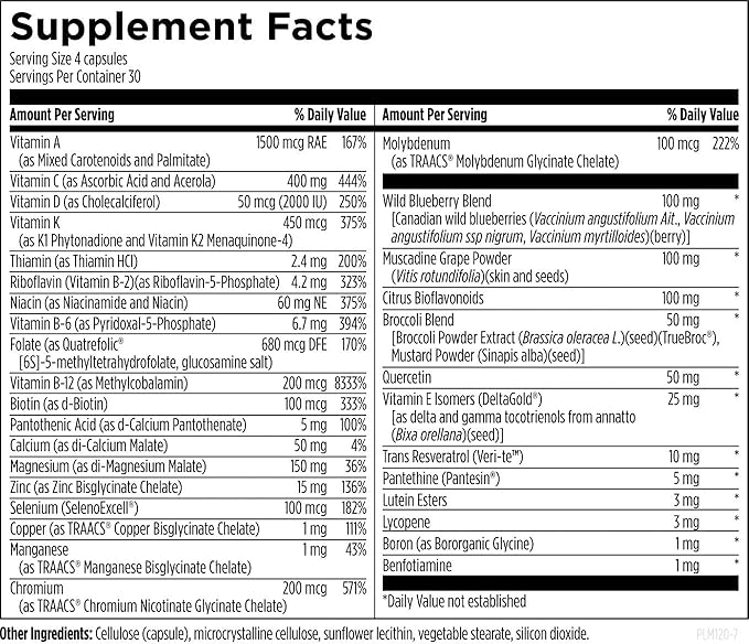 Designs for Health Primal Multi - Paleo-Friendly Multivitamin Supplement with Folate Tocotrienols Lutein + Broccoli Seed Immune Support Vitamins D (2000 IU) C + Zinc (120 Capsules)