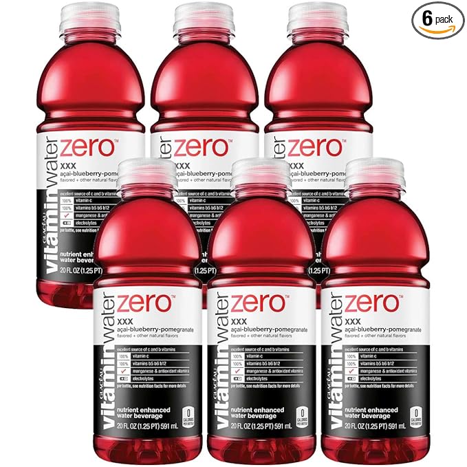 Vitamin Water Zero Acai-Blueberry-Pomegranate - XXX 20oz Bottle (Pack of 6 Total of 120 Oz)
