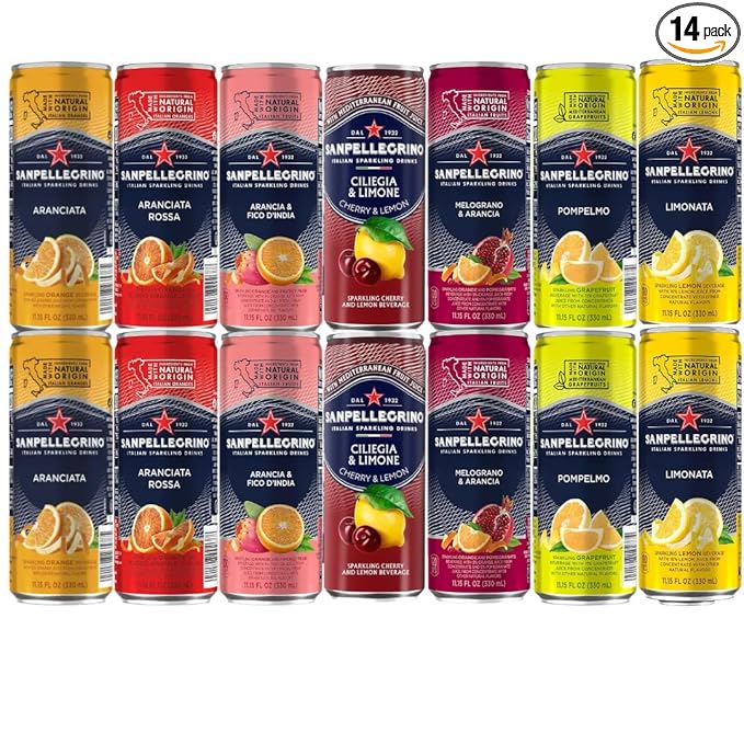 San Pellegrino 14 Pack Sparkling Fruit Soda Variety – Includes Cherry Lemon – Orange Lemon Grapefruit Blood Orange Prickly Pear Pomegranate Orange – Refreshing Citrus Drinks