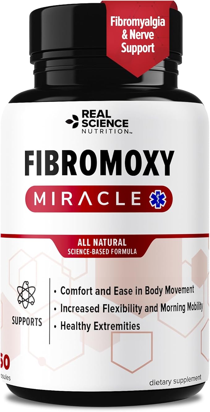 Real Science Fibromoxy Miracle – All Natural Fibromyalgia Relief Supplement for Pain Stiffness &amp Fatigue with Vitamins B6 B12 C D K + Nitric Oxide Support – Neurological &amp Circulatory Aid