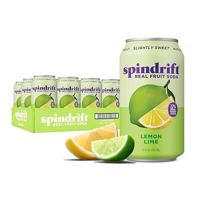 Spindrift Lemon Lime Soda Made with Real Squeezed Fruit Pack of 12