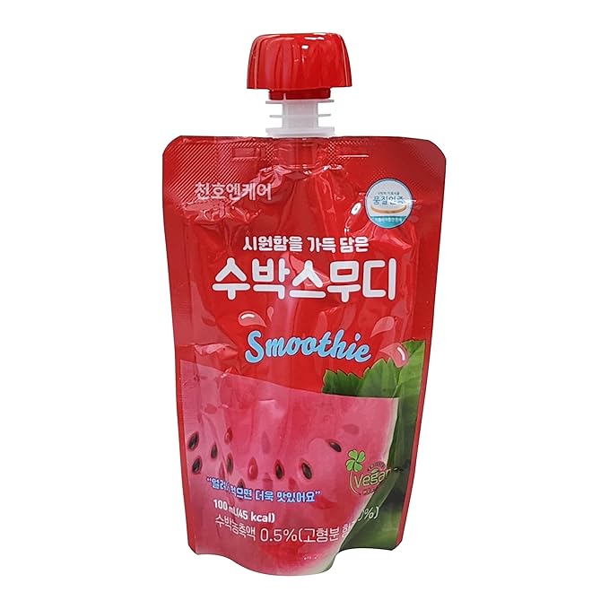 ChunhoNcare Korean Watermelon Smoothie HACCP Certified Resealable Pouch (100ml x 10 Pouches)