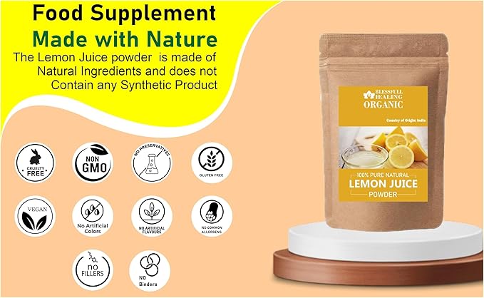 Blessfull Healing Organic Lemon Juice Powder 100% Pure Natural 300 Gram / 10.58 oz