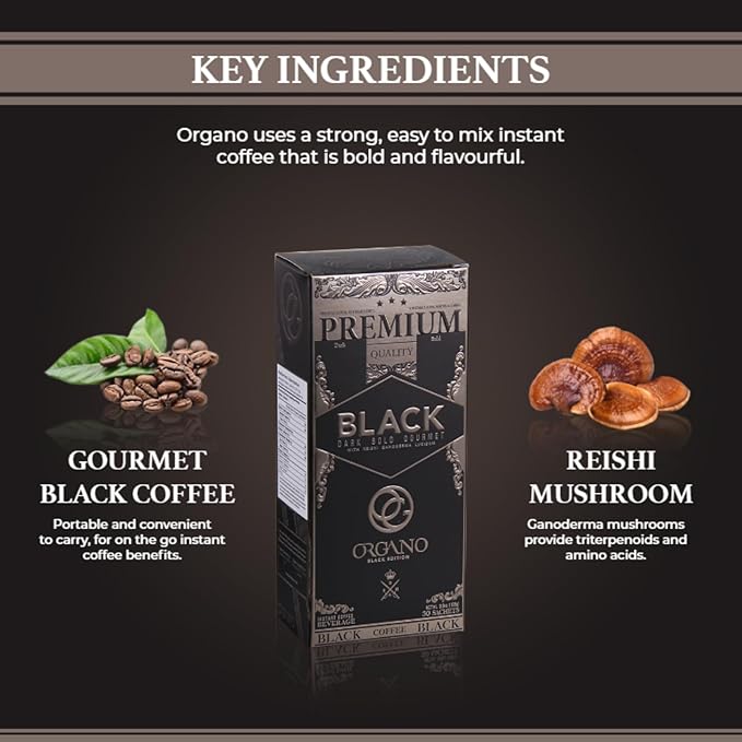 2 Boxes ORGANO Gourmet Black Coffee 100% Certified Ganoderma Lucidum (60 sachets)