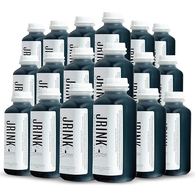 JRINK by Purée Black Magic Cold Pressed Juice Cleanse Organic Raw Fruit and Vegetable Detox Drink Healthy Cleanse No Preservatives Cold Press Juice 18 Bottles 16oz Each