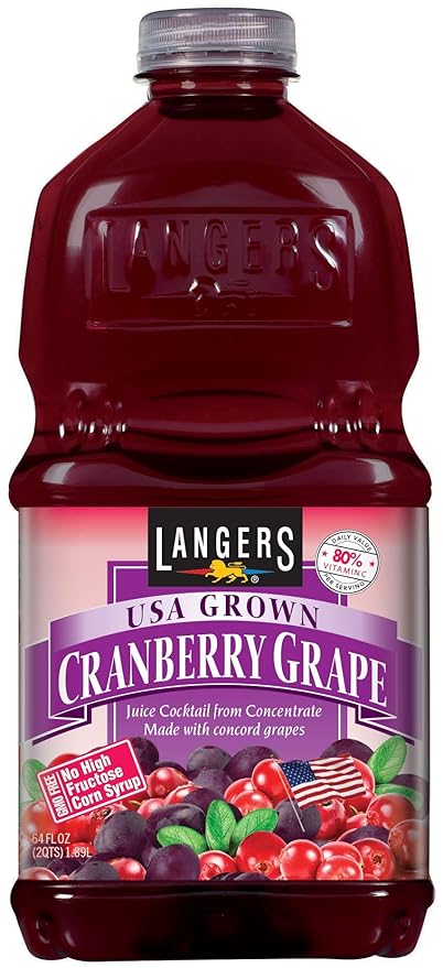 Langers Juice Cocktail Cranberry Grape 64 Fl Oz (Pack of 8)