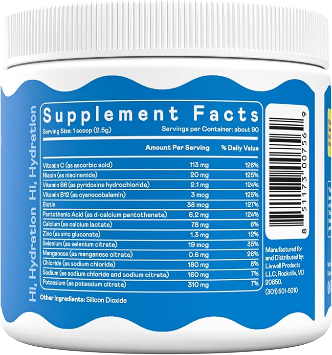 Hi-Lyte Electrolytes Powder Mix - Unflavored Hydration Support for Daily Wellness Fasting Keto - Sodium Potassium Magnesium Vitamins - No Sugar No Carbs Clean Ingredients