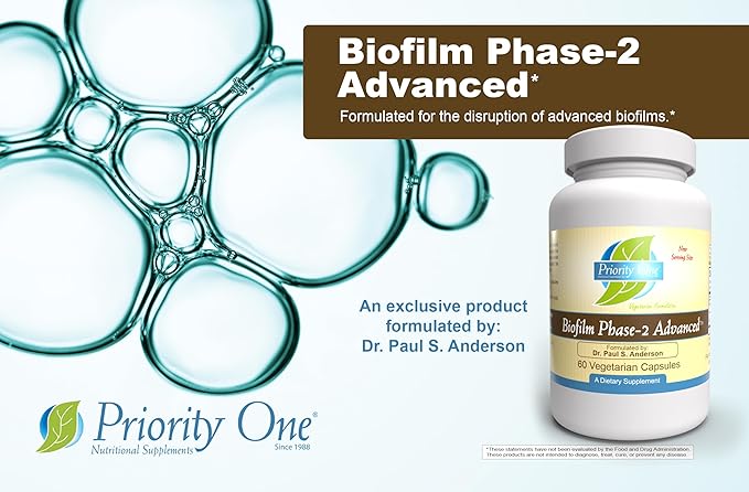 Priority One Vitamins Biofilm Phase-2 Advanced 60 Vegetarian Capsules Exclusively formulated by: Dr. Paul S. Anderson - Disruption of Advanced biofilms*