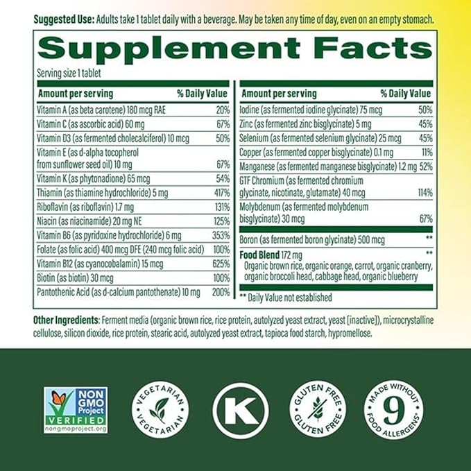 MegaFood One Daily Iron Free Multivitamin - Multivitamin for Women and Men - with Real Food - Immune Support Supplement - Bone Health - Energy Metabolism - Vegetarian Non-GMO No Iron - 90 Tablets