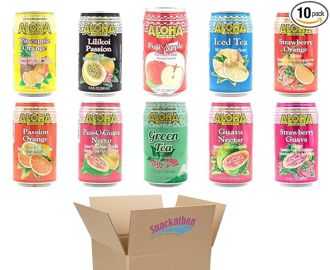 Aloha Maid Drinks Variety All Flavors 1 Can per Flavor Total 10 Cans