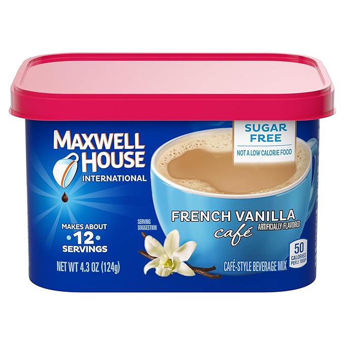 Maxwell House International Sugar-Free French Vanilla Café-Style Instant Coffee Beverage Mix 4.3 oz. Canister