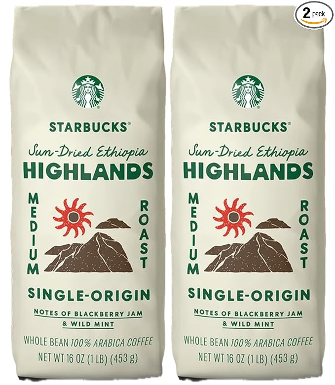 Starbucks Whole Bean Ethiopia 16 Ounces (Pack of 2)