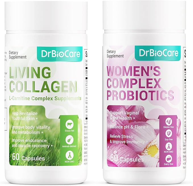 DrBioCare Living Collagen L-Carnitine Complex Supplement and Women's Complex Probiotics