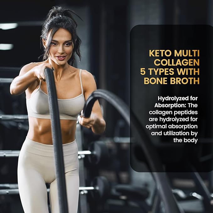 Multi Collagen Protein Powder 16.2 oz (Pack of 12) | 5 Types with Bone Broth Hydrolyzed Peptides Biotin &amp MCT Oil Unflavored Supports Skin Hair Nails Joints &amp Gut Health