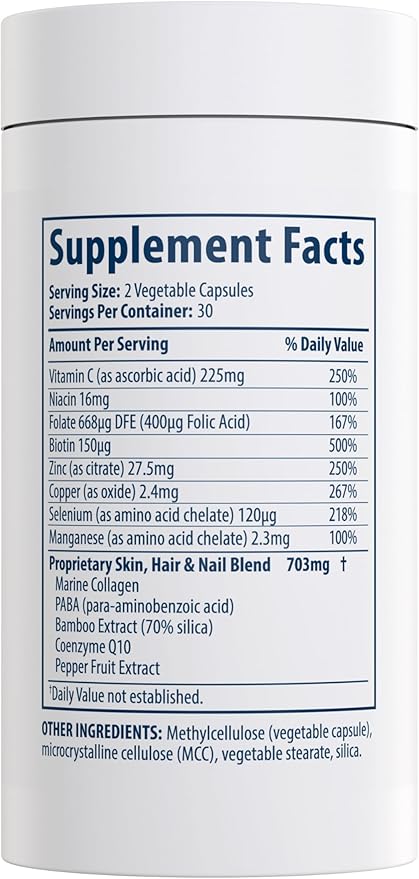 MiamiMD Total Beauty Matrix Collagen Supplements for Women - Collagen Capsules with Vitamin C for Hair Skin and Nails - Cruelty Free - 60 Capsules