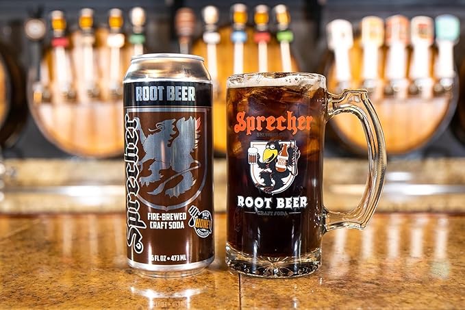 Sprecher Root Beer &amp Cream Soda Craft Soda – Fire-Brewed with Real Honey Caffeine-Free &amp Gluten-Free Gourmet Sodas – 16 fl oz Cans (24 Total)