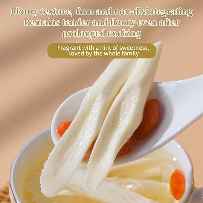 Baihuatang Natural Chinese Dried Yam Root Slice 200g/7.05 oz Huai Shan Yao Iron Stick Yam Shanyao Large Pieces Sulfur Free Natural Porridge and Soup Ingredients 铁棍山药 山药干 山药片 煮粥煲汤