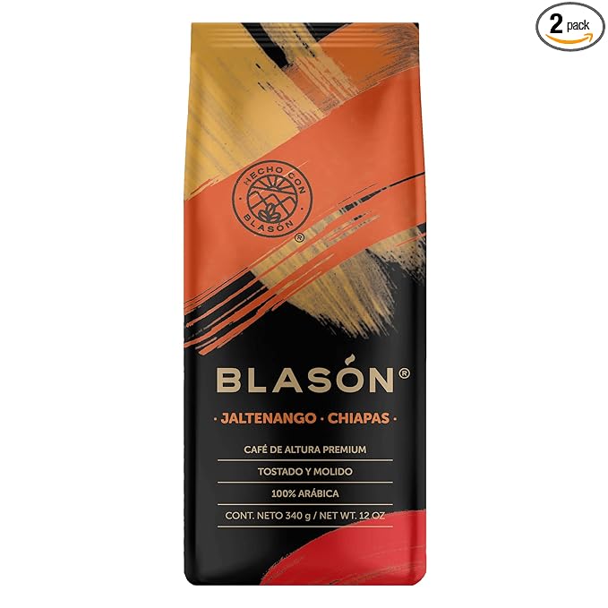 Blason Jaltenango Chiapas Ground Coffee 12 Ounces [2 Pack] Resealable Bags