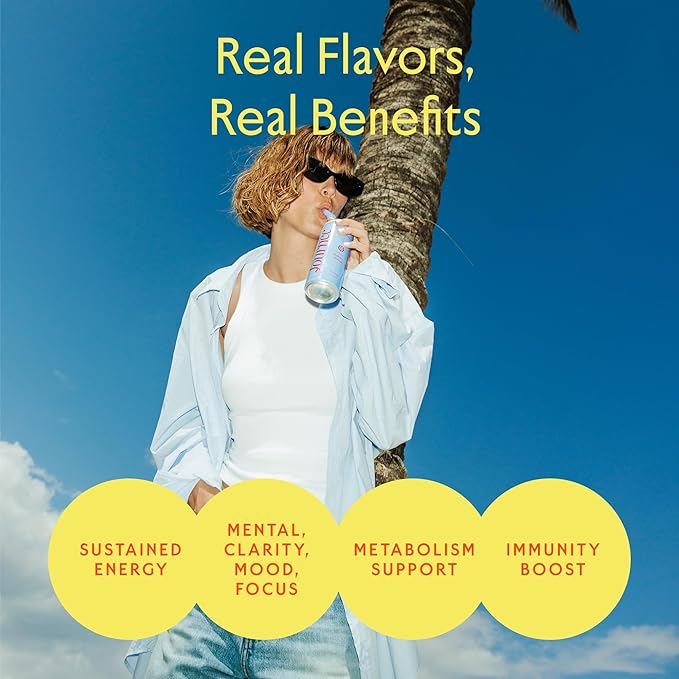 Journée Wellness Energy Drink Natural Caffeine Lion’s Mane L-Theanine 125 mg Caffeine Real Fruit Juice All Natural 0 Added Sugar Cognition Immunity - Blueberry Hibiscus – Pack of 12