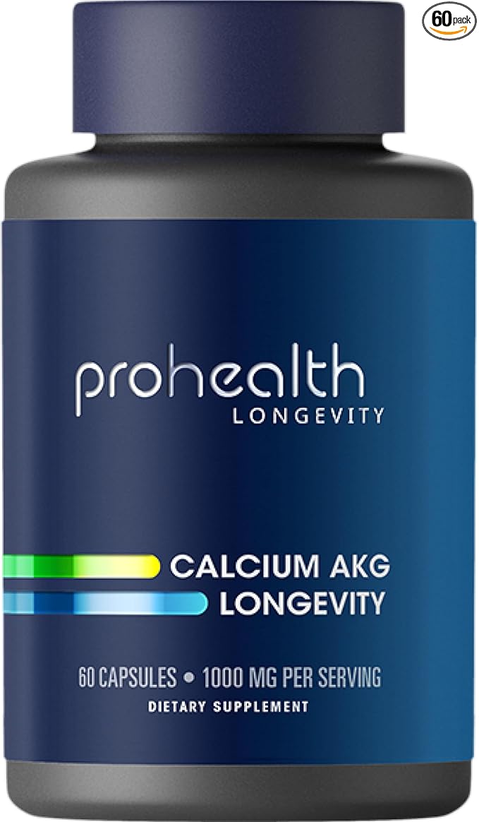 ProHealth Ca AKG Supplement (Alpha Ketoglutarate) (1000 mg per 2 Capsule Serving 60 Capsules). Supports Metabolic Function and Healthy Aging Processes.