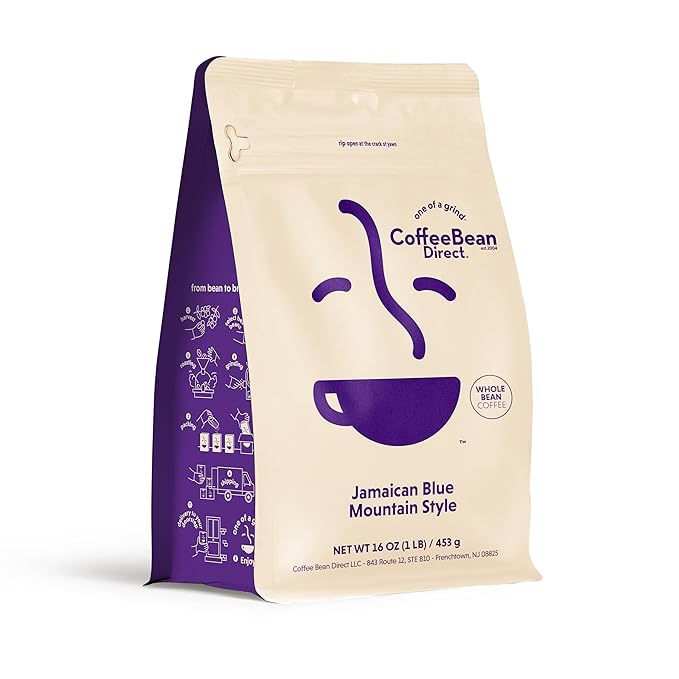 Coffee Bean Direct Jamaican Blue Mountain Style Whole Bean Coffee Arabica Coffee Blend Light Roast 1 Pound Bag (Pack of 1)