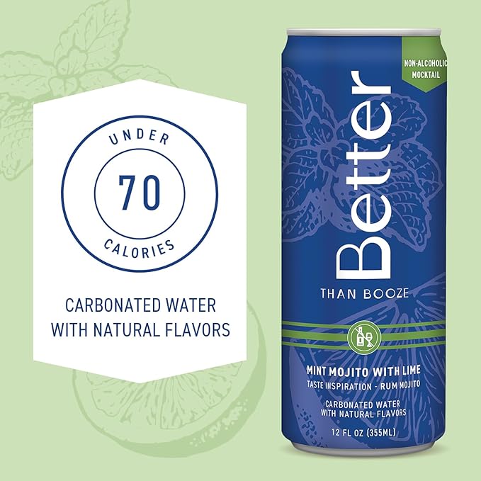 Better Than Booze Mocktails Non-Alcoholic Drinks | Alcohol Alternative Beverages Ritual Zero Proof | Enjoy Your Drink Moment with Our Alcohol Free Drinks Mint Mojito with Lime 12 Fl Oz Each 4 Pack
