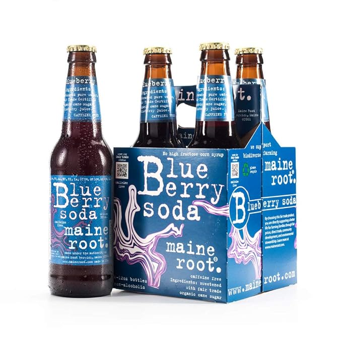 Maine Root Soda - Fair Trade Craft Soda in Glass Bottles (Blueberry 12 Pack)