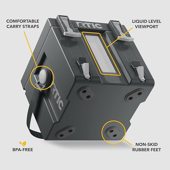 RTIC Halftime Water Cooler Portable Carrier Container Drink Beverage Dispenser Stackable with 2 Taps Bottleless BPA-Free for Sports Camping BBQ Parties Picnic &amp More Dark Grey &amp Coo
