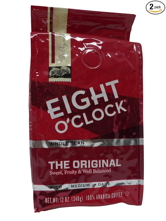 Eight O'clock Coffee Original Whole Bean 12-ounce Bag (Pack of 2)