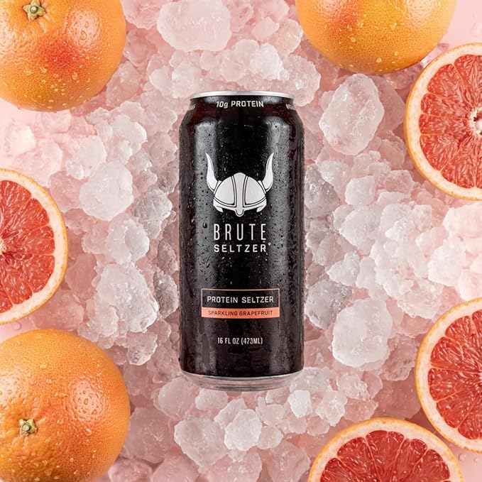 Brute Protein Seltzer Grapefruit 10g Protein Organic Caffeine 12-Pack