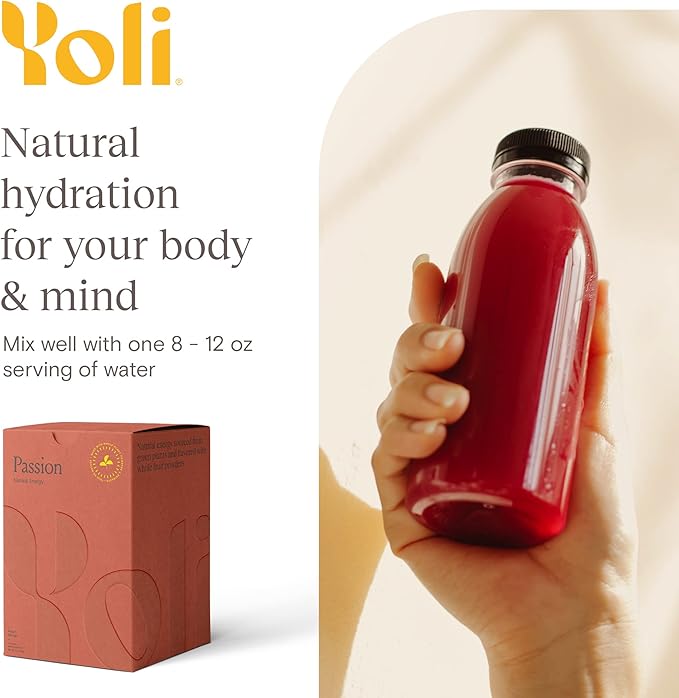 Yoli Passion Energy Drink Powder Mix - Natural Energy Drink Mix for Endurance and Stamina Bulk 90 Servings - Peach Mango