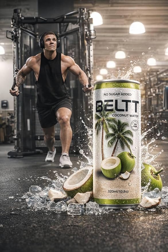 BELTT Coconut Water 10.8 fl oz (Pack of 12) – 100% Pure Coconut Water Not From Concentrate No Sugar Added No Preservatives Natural Electrolyte Drink