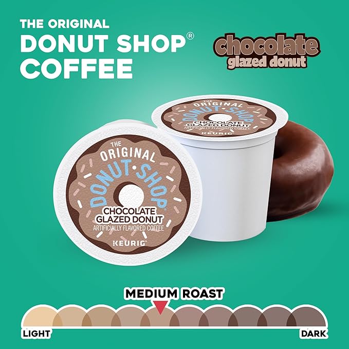 The Original Donut Shop Coffee Chocolate Glazed Donut Keurig Single-Serve K-Cup Pods Medium Roast Coffee 60 Count (6 Packs of 10)