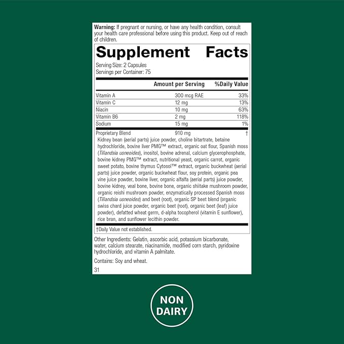 Standard Process Albaplex Liver &amp Immune Health Dietary Supplement - Non-Dairy - Kidney &amp Liver Health Support - Contains Vitamins AB6 &amp C - 150 Capsules