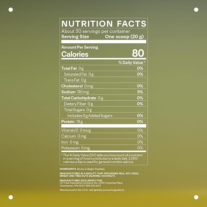 LTH Prime Collagen Peptides - Trusted by Life Time Members - Collagen Powder for Digestive Health - Supports Healthy Joints Hair &amp Skin - from Grass-Fed Cows - Unflavored - 30 Servings