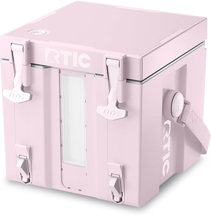 RTIC Halftime Water Cooler 3 Gallon Portable Carrier Container Drink Beverage Dispenser Stackable with 2 Taps Bottleless BPA-Free for Sports Camping BBQ Parties Picnic Pale Pink