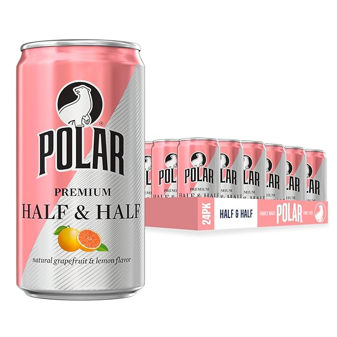 POLAR Half and Half (Grapefruit &amp Lemon) - 24pk 7.5oz Cans | Perfect Blend of Refreshing Citrus | Versatile Mixer for Cocktails and Mocktails