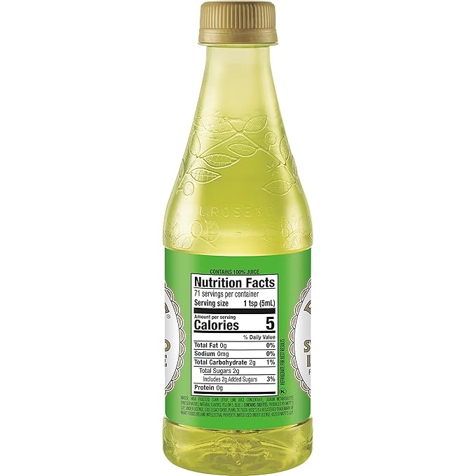 Rose's Sweetened Lime Juice 12 fl oz bottle (Pack of 6) Made with Real Lime Juice Mixer to Add to Cocktails and Non-Alchoholic Drinks Trusted by Bartenders