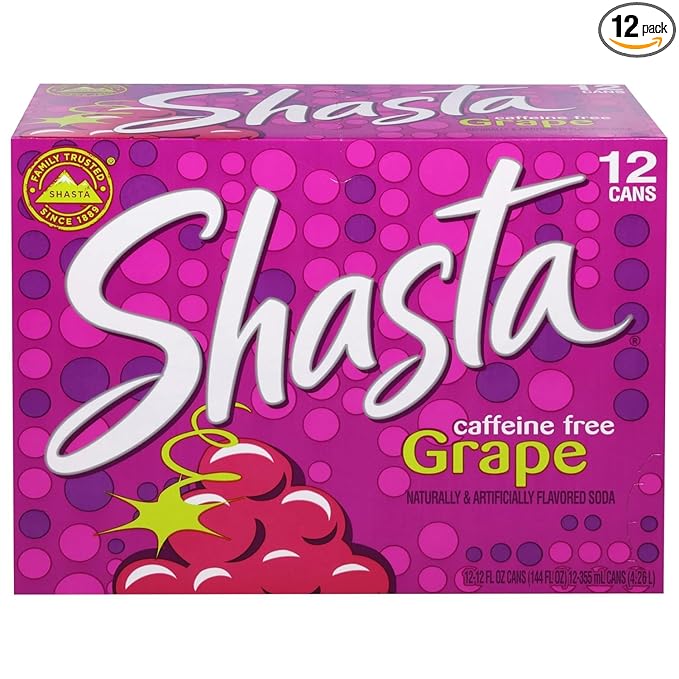 Shasta Caffeine Free Grape Flavored Soda 12 Cans (12 fl oz each)