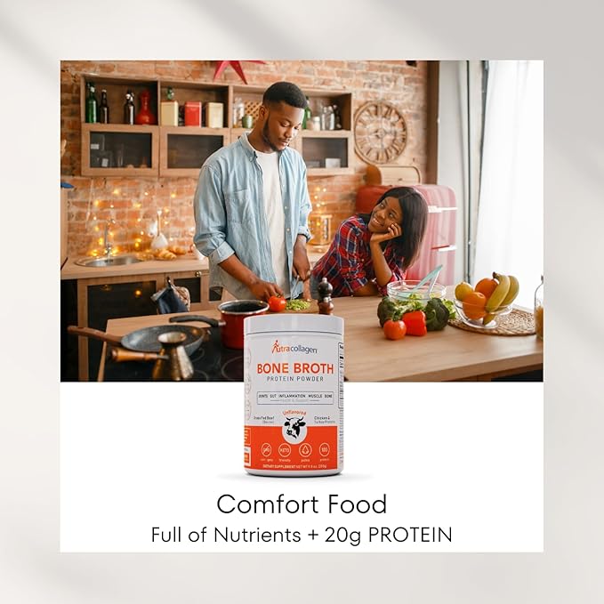 NUTRACOLLAGEN Bone Broth Protein Powder Non GMO Keto Friendly Paleo Joint Gut Muscle and Bone Health Support. 11g Collagen 10g Protein 14 srvg Unflavored