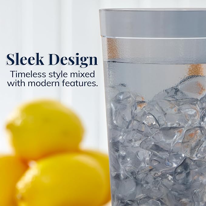 US Acrylic Cafe Plastic Reusable Tumblers (Set of 16) 20-ounce Water Cups in Grey | Value Set of Restaurant Style Drinking Glasses Stackable BPA-free Made in the USA | Top-rack Dishwasher Safe