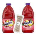 Welch's Juice Drink 96 fl oz Plastic Bottle 2 Pack + 15 Sugarcane Disposable Straws by Kool8shop Infinite Deals (2 Pack Fruit Punch)