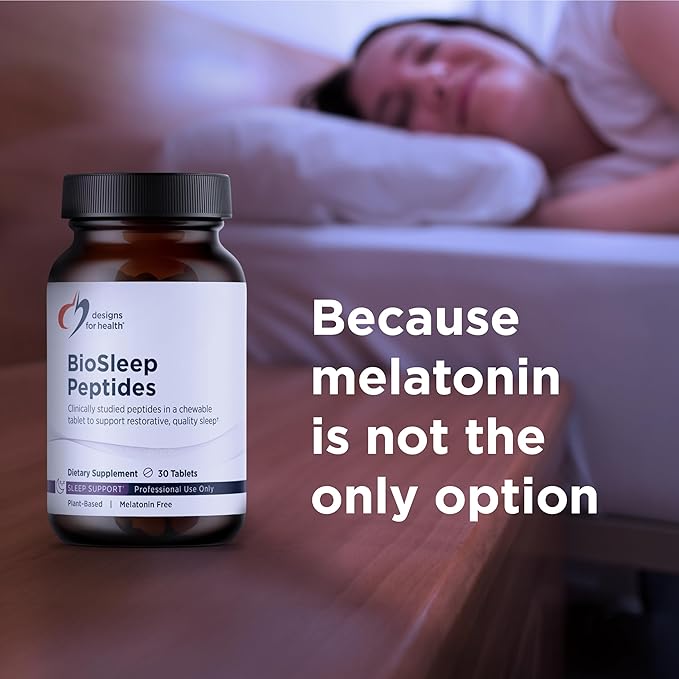 Designs for Health BioSleep Peptides Sleep Support for Adults with Plant-Based Peptides – Vegan + Non-GMO + Non-Melatonin Sleep Health Supplement (30 Servings)