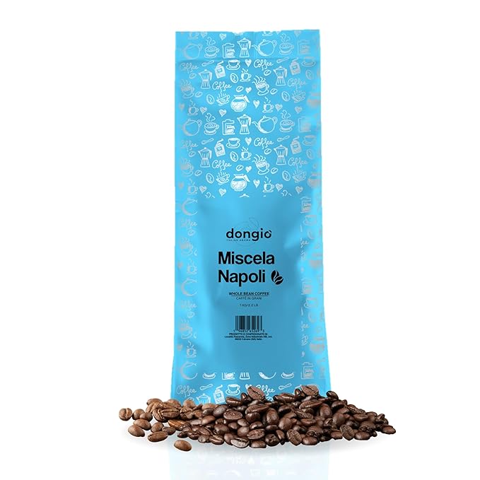 Dongiò Caffè Napoli Blend - Whole Bean Coffee Dark Espresso Roast Premium Coffee Quality 2.2 Pounds (35.2 Oz - Pack of 1) Strong and Incisive Character with Velvety Cream