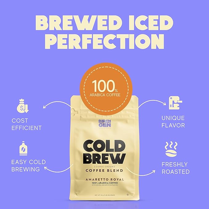 Birch Glen Roasters Cold Brew Coffee | Flavored Coarse Ground Coffee | Artisanal Roasting | 100% Arabica |1 LB | Frech XO Cognac